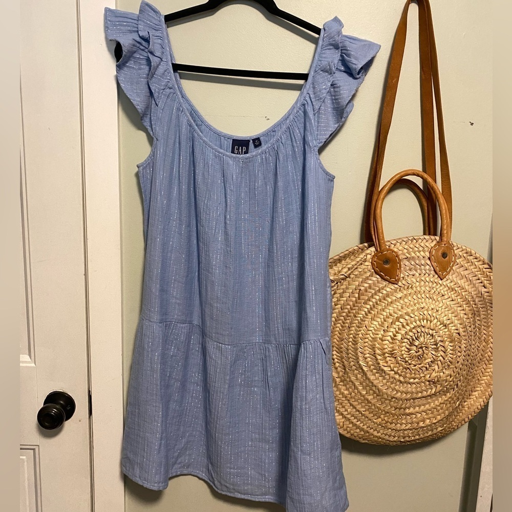 GAP Light Blue off the shoulder dress - Small - cotton blend